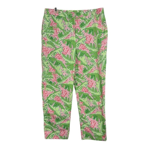 Lilly Pulitzer Pants - Vintage Lilly Pulitzer Women's Size 4 Musical Monkeys Green Pink Capri Pants